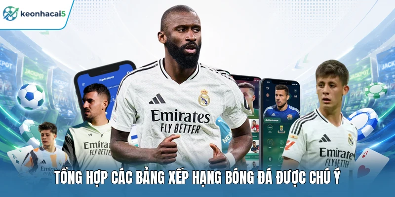 Tổng hợp các bảng xếp hạng bóng đá được chú ý